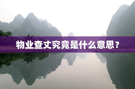 物业查丈究竟是什么意思？