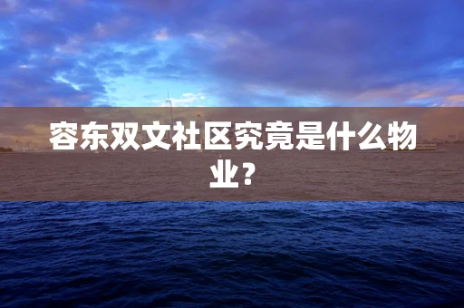 容东双文社区究竟是什么物业？